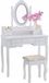 Viking Choice Kaptafel - met spiegel, licht en kruk - 90x40x146 cm - wit