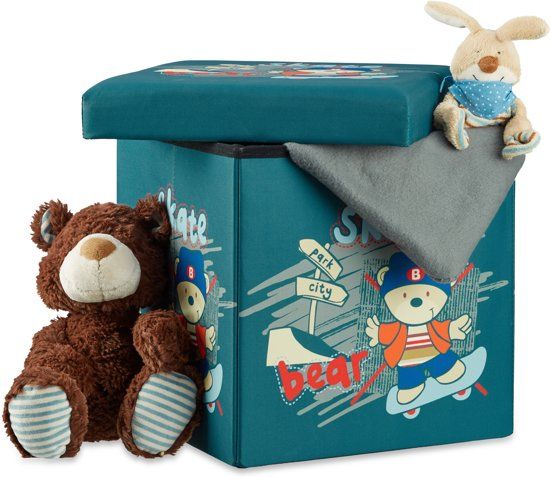 Relaxdays Kinderbank met Opbergruimte - Beer