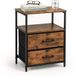 Merkloos Nachtkastje - 61 x 38 x 28 cm - 2 lades - bruin-zwart