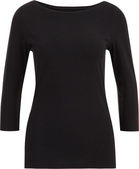 WE Fashion Dames T-shirt met driekwart mouwen - Zwart - XL