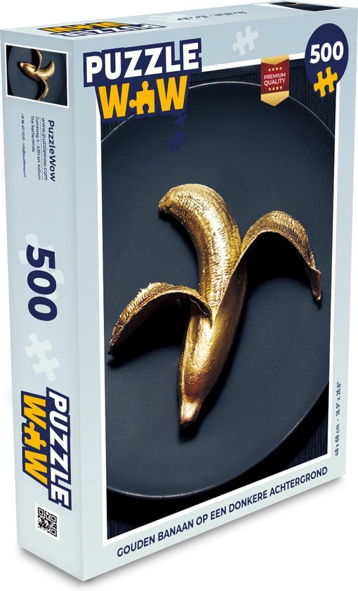 MuchoWow Puzzel Gouden banaan op een donkere achtergrond - Legpuzzel - Puzzel 500 stukjes