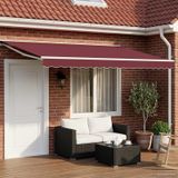 vidaXL Parasol extérieur rétractable, bordeaux et blanc, 4 x 3 mètres