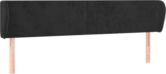 vidaXL Hoofdbord met randen 203x23x78/88 cm fluweel zwart