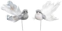 Othmar Decorations Bv Kerstboomversiering Vogels - 4x stuks - 16 cm - zilver glitter - op clip - ornament