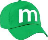 Bellatio Decorations Letter M pet / cap groen voor dames en heren - baseball cap - M en M carnaval / feest petten