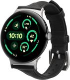 kwmobile Lederen Horlogebandje Geschikt voor Google Pixel Watch 3 45mm / Watch 4 45mm Polsband - Zwart
