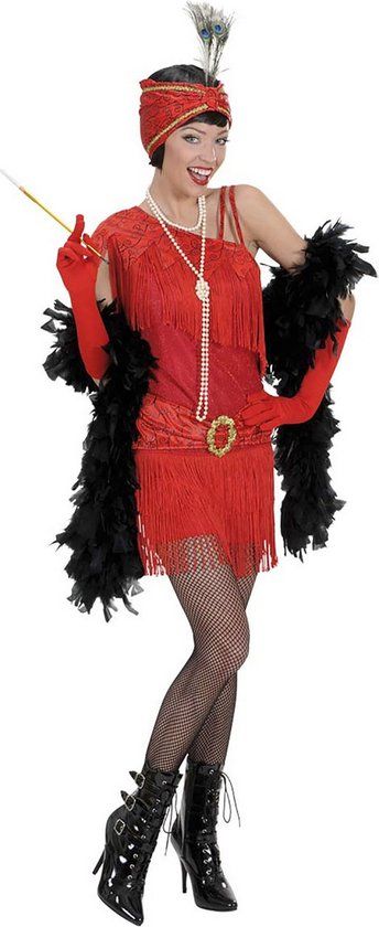 Widmann Flapper Jurk Rood 20's - Maat M - Polyester - Handwasbaar