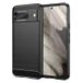 Google Pixel 8 Coque en TPU Brossé - Fibre de Carbone - Noire