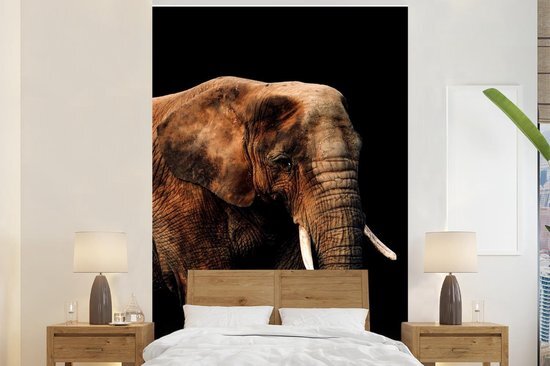 Nr1Wallpaper Behang - Fotobehang Olifant - Zwart - Terracotta - Breedte 195 cm x hoogte 300 cm