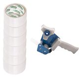 D.RECT Plakbanddispenser met 6 Transparante Rollen Verpakkingstape 50m x 48mm