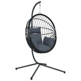 vidaXL Hangstoel met standaard, rattan en staal, antracietkleurig