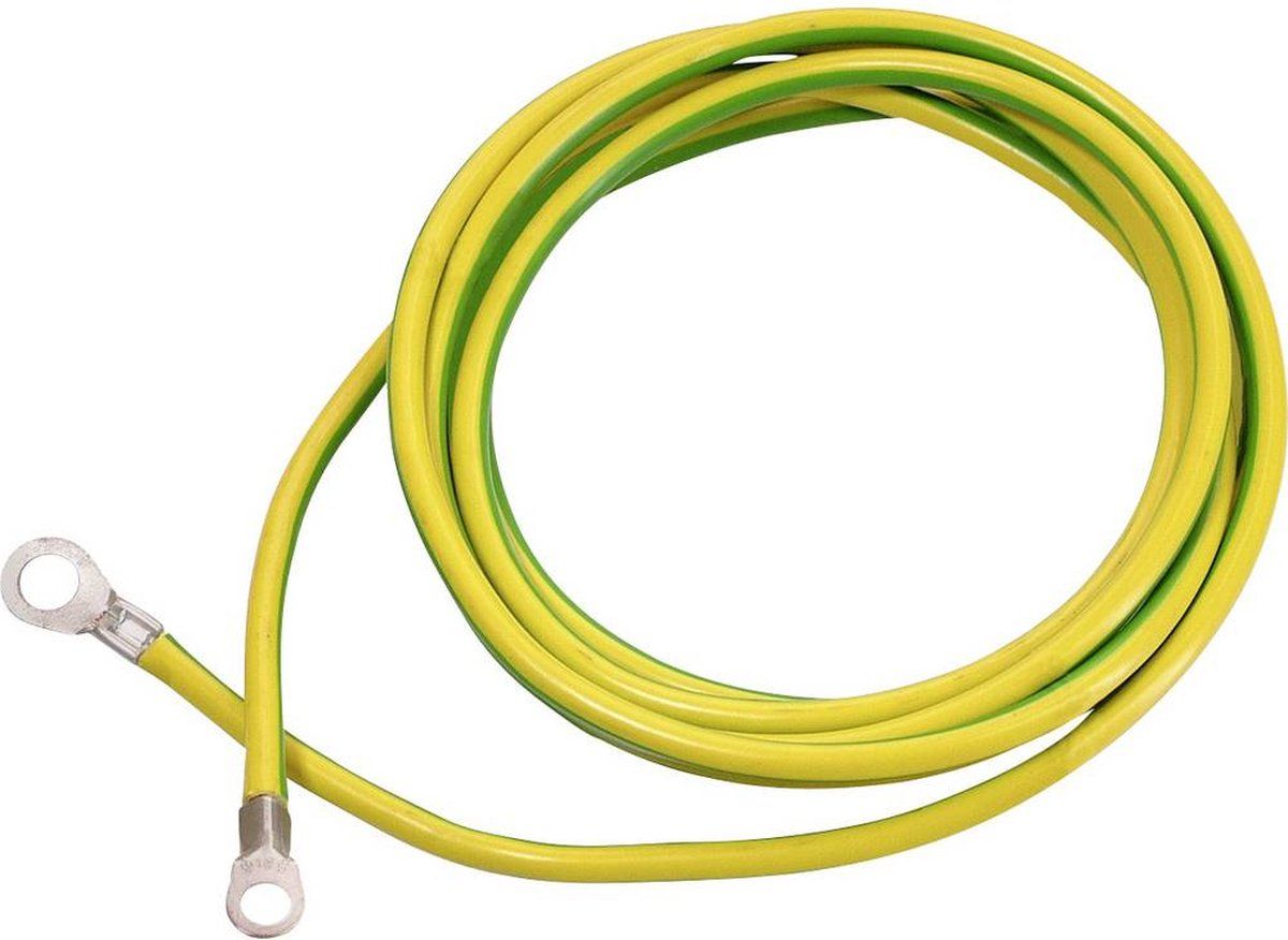 AS-Schwabe 70869 Aardingskabel, aardingskabel met 1 ringoog A8/16 mm² en 1 grondschoen A10/16 mm², ideaal voor kruisers, voor commercieel en bouwplaats, made in Germany, geel/groen