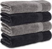 komfortee Komfortec Handdoekenset 4x Handdoek 50x100 cm - 100% Katoen - Antracietgrijs&Schwarz