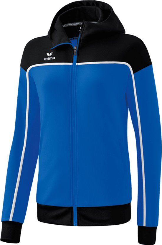 Erima Change Trainingsjack Met Capuchon Dames - New Royal / Zwart / Wit - Maat 44