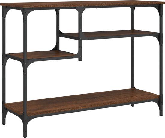 vidaXL Wandtafel met schappen 100x35x75 cm bruin eikenkleur