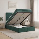 vidaXL Ottoman Bed with Mattress Dark Green 120 x 190 cm Velvet
