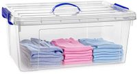 Plasticforte Opslagbox - met deksel - transparant blauw - 39 liter - 60 x 40 x 25 cm - kunststof