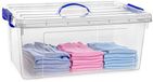 Plasticforte Opslagbox - met deksel - transparant blauw - 39 liter - 60 x 40 x 25 cm - kunststof