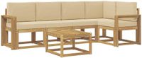 vidaXL Bankenset 6-delig Wit en Beige Massief Acaciahout