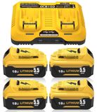 4 batteries de remplacement 18V 5,5Ah + chargeur double