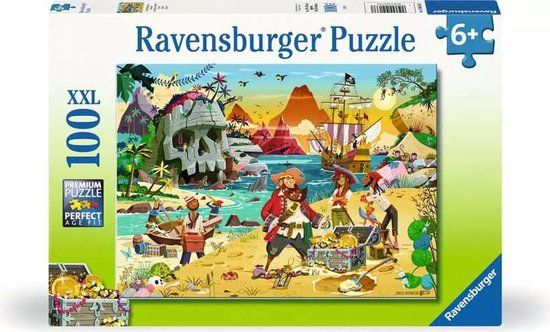 Ravensburger Pirate Treasure Island - Legpuzzels van 100 stukjes voor kinderen vanaf 6 jaar - XXL-formaat