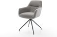 Pejo-Flex Fauteuil à Pieds Croisés Coniques Tissu Doux Noir Structure Tissu Gris Noyau à Ressorts Ensachés
