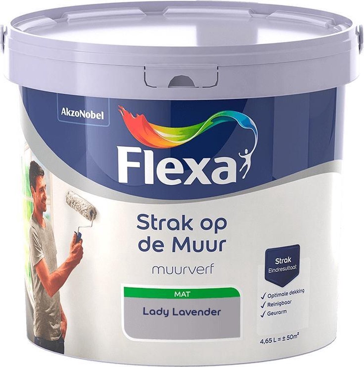 FLEXA Strak op de Muur Muurverf - Mat - Mengkleuren Collectie - Lady Lavender - 5 liter