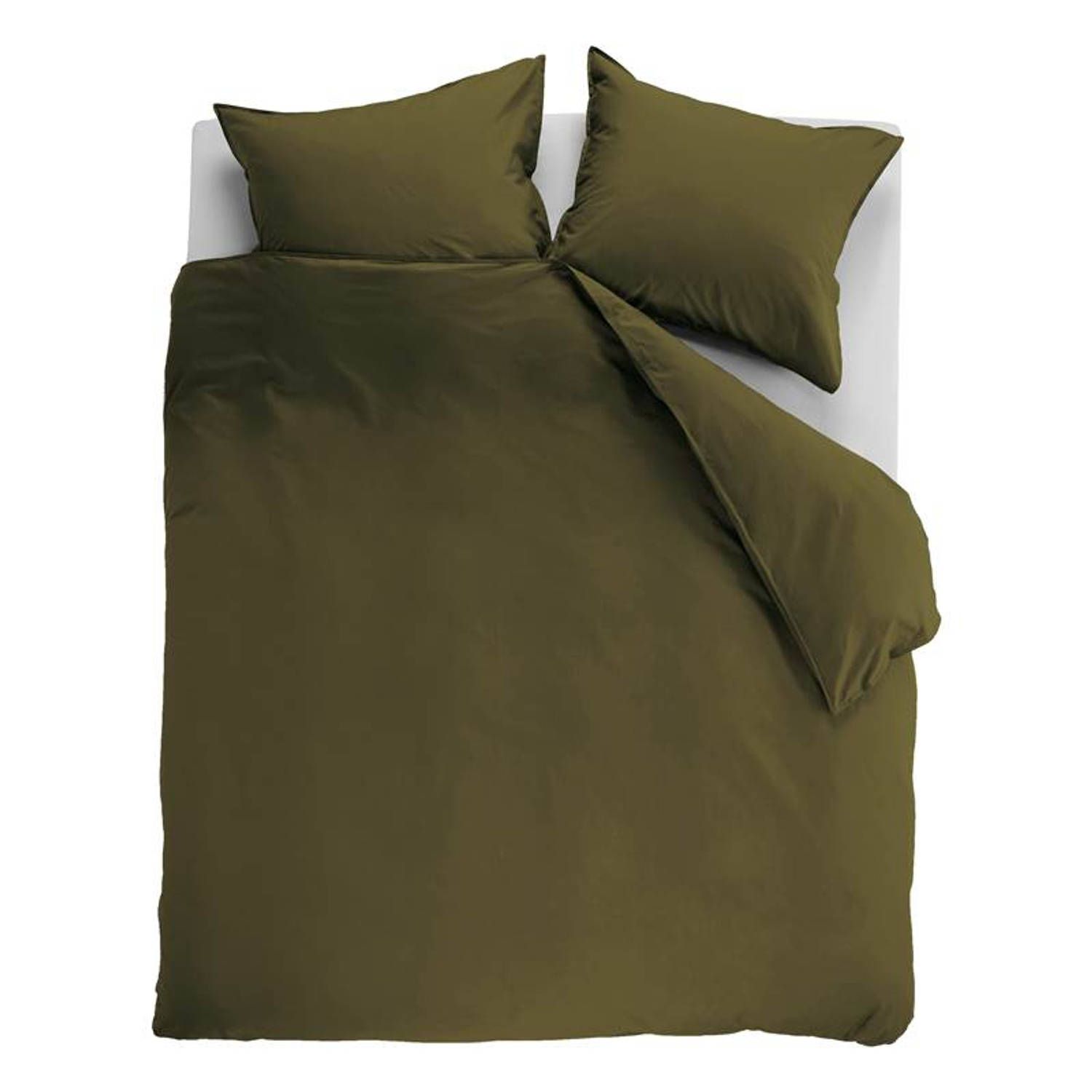 Ambiante Cotton Uni Dekbedovertrek - Olijfgroen - 260x200/220 cm - Katoen