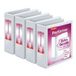 Cardinal Performer 3-ringmappen, 7,6 cm, niet-vergrendelende schuine D-ringen, capaciteit 725 vel, ClearVue-presentatie, antiaanbaklaag, PVC-vrij, wit, 4-pack (27600)