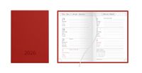 Idena Zakagenda DIN A7 2026, 1 week op 2 pagina's, met rode balatonomslag, leeslint en hoekperforatie, 12055