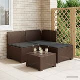 vidaXL 3-zits tuinbank met kussens in rattanlook PP Bruin