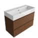 Saniclass Holz Pure Badkamermeubelset - 100x45x72cm - Legend keramische wastafel wit - 1 wasbak - 1 kraangat - 2 lades - mat walnut pure (hout) SW1420789/SW1382548