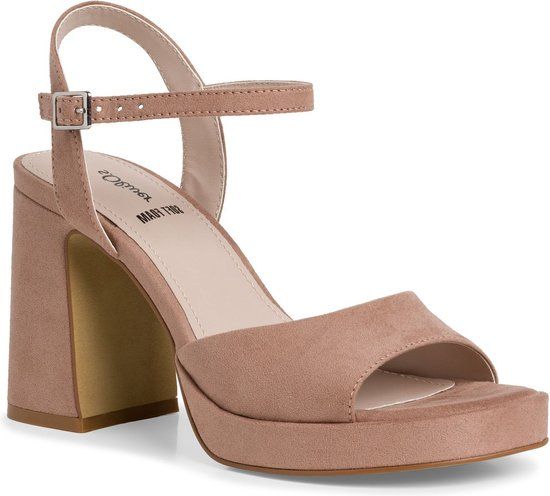 s.Oliver Dames Sandalen - Roze - Maat 40 EU - Hakhoogte 8 cm+ - Blokhak - Textiel - Lente/Zomer 2023