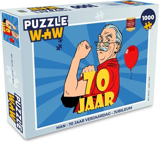 MuchoWow Puzzel Man - 70 Jaar verjaardag - Jubileum - Legpuzzel - Puzzel 1000 stukjes volwassenen - Sinterklaas cadeautjes - Sinterklaas voor grote kinderen