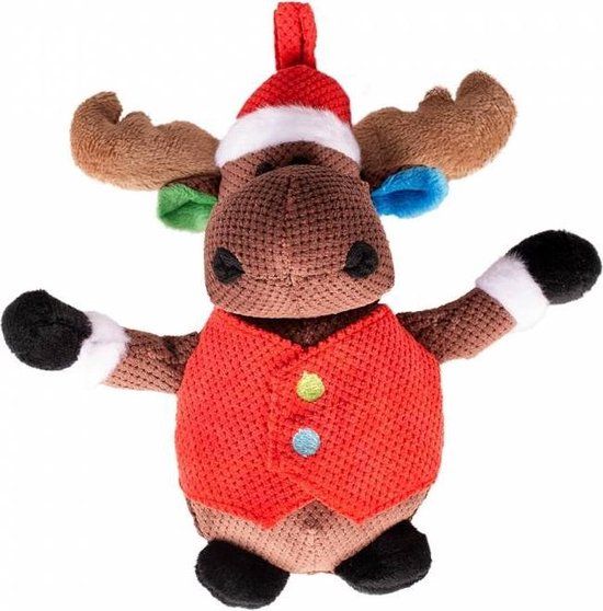 Duvoplus Xmas Pluche Rendier Grote Buik Hondenspeeltje 20x18x8cm