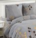 Literie 140 x 200 cm avec taie d'oreiller motif floral gris