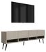 3E 3xE living.com 3xE living TV-meubel met gegroefde voorpanelen, bekleed met kasjmier, en zwarte, schuine poten