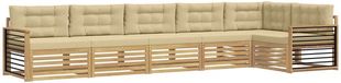 vidaXL - Extérieur - canapé - ensemble - 6 - pièces - Blanc - et - Beige - Polyester