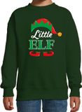 Bellatio Decorations Little elf Kerstsweater - groen - kinderen - 122/128