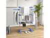 HOMCOM Étendoir Pliable 3 Niveaux Ailes Latérales Bleu Intérieur Extérieur