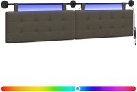 vidaXL - Hangend hoofdbord met LED-verlichting - Grijs - Kunstleer