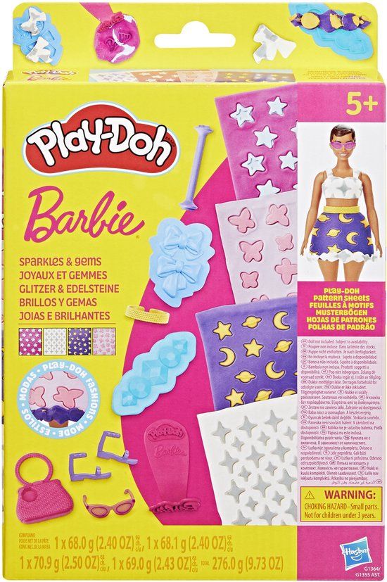 Play-Doh Patronenpakket Barbie Glitter en Edelstenen - Navulset - Boetseerklei