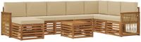 vidaXL - Hoek loungeset - 8 zitplekken - Massief Acacia Hout en Polyester - Natuurlijk en beige