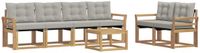 vidaXL Bank loungeset 6 zitplaatsen Acacia hout Wit en lichtgrijs