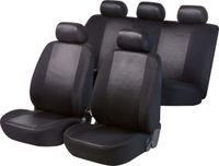 WALSER Auto Autostoelhoes Shiny Premium, set, 2 stoelbeschermer voor voorstoel, 1 stoelbeschermer voor achterbank in zwart/grijs