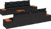 vidaXL - Tuinbank - Set - 9 - st - Zwart - Poly - rattan