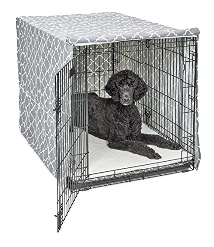 Dog Crate Cover for New World & Midwest 112 cm Crates - Light Gray Designer Pattern