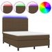 vidaXL Boxspringbed met matras en LED-verlichting, donkerbruin, 140x190 cm, stof