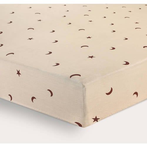 NOUS Kids Moon & star katoenen kinderhoeslaken met sterren 150x70 cm - zand