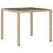Syfax Tuintafel met glazen blad 90x90x75 cm poly rattan beige